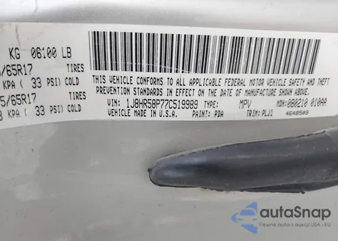 2007 Jeep Grand Cherokee Limited from USA, damaged, VIN 1J8HR58P77C519989